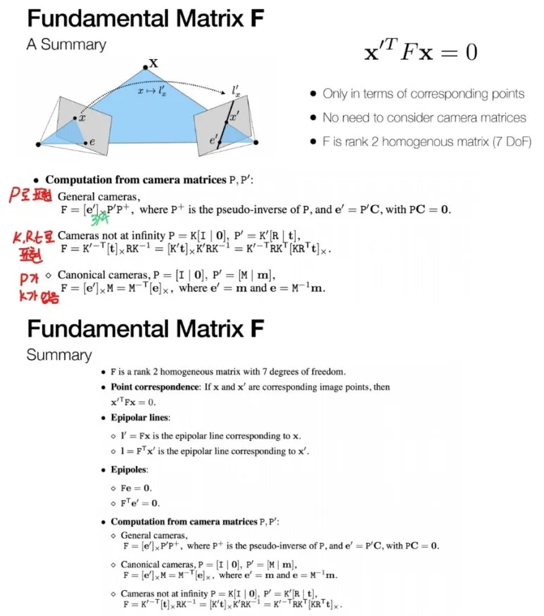 Epipolar Geometry와 Fundamental Matrix 완벽 이해 : 3D 카메라 관계 16 16